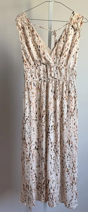 Anthropologie Grade & Gather sz S cream brown cottage‎ milkmaid Y2K maxi dress thumbnail 1