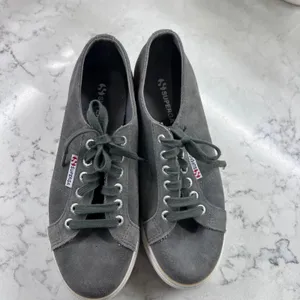 Superga 2790 Suede Platform Sneakers Grey Low Top Chunky Sole Shoes Womens thumbnail 5