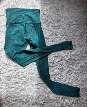 Lululemon High Rise Leggings Teal Black Space Dye Heathered Size 4 Yoga Pants‎ thumbnail 1