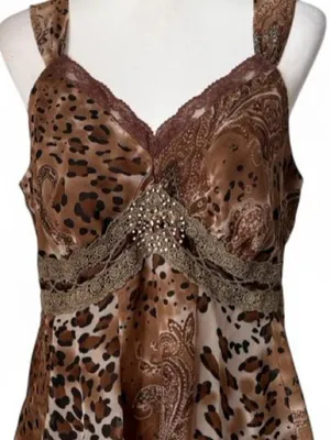 Y2K Leopard Boho Fairy Top Brown Size L thumbnail 7