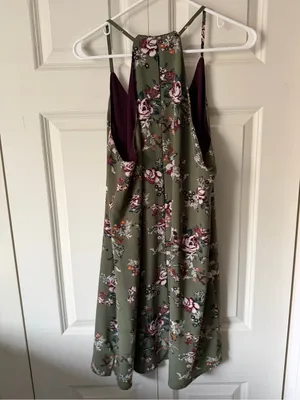 Tempted Burgundy Slip Dress with Olive Straps thumbnail 5