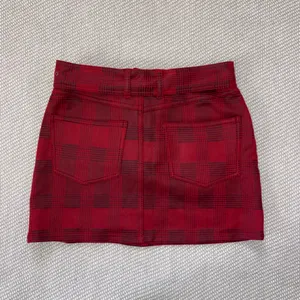 Fashion On Earth Women’s Faux Leather Red Black Plaid Belted Mini Skirt Sz Xs Sexy Party thumbnail 2
