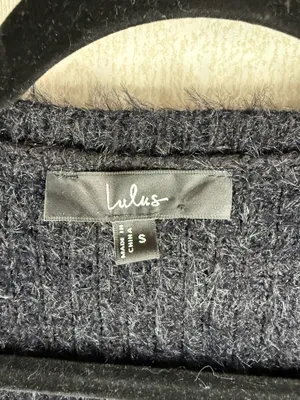 Lulus Black Fuzzy Eyelash Knit Cropped Open Front Cardigan Size Small thumbnail 7