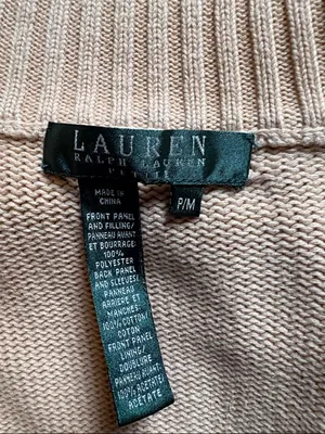 Lauren Ralph Lauren Size Medium Petite Cream Tan Quilted Jacket thumbnail 3