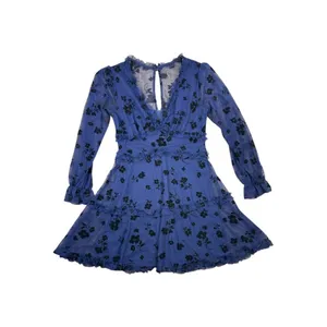 B. Darlin Long Sleeve Tiered Mini Dress Blue Floral Mesh Size 5/6 Homecoming thumbnail 2