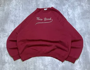 Vintage 90s Made In USA New York Red Long Sleeve Crewneck Sweatshirt thumbnail 1
