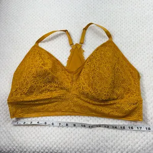 Aerie Dark Golden Yellow Lace Lined Adjustable Strap Bralette Brami Top XXL 2XL thumbnail 5
