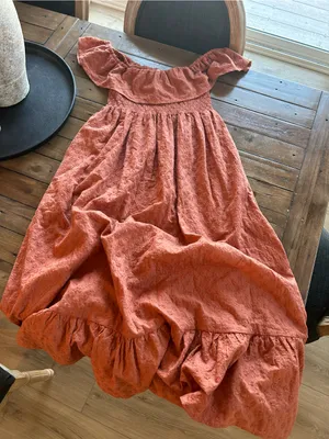Rylee + Cru Gia Women’s Cotton Floral Burnt Orange Dress S thumbnail 6