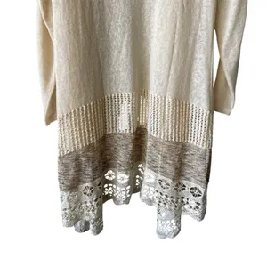 Miss Me Pointelle & Crochet Hooded Cardigan Sweater Medium NWT thumbnail 6