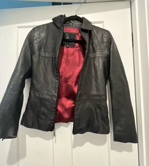 Real leather jacket black thumbnail 1