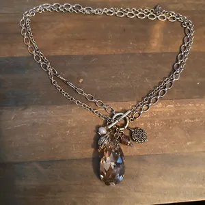 Rhonda Rox double chain crystal teardrop and charms toggle necklace thumbnail 2