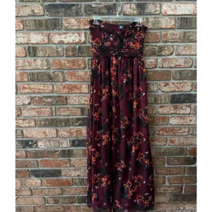 RU Apparel Strapless Dark Floral Maxi Size Small Romantic Dark Whimsy Y2K thumbnail 5