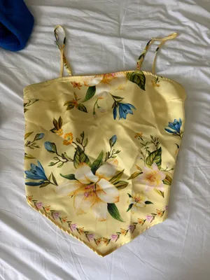 Rachel Zoe Yellow Floral Bandana Style Spaghetti Strap Top thumbnail 1