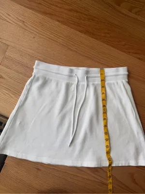Sunday Best Aritzia White Waffle Knit Drawstring Mini Skirt S thumbnail 5