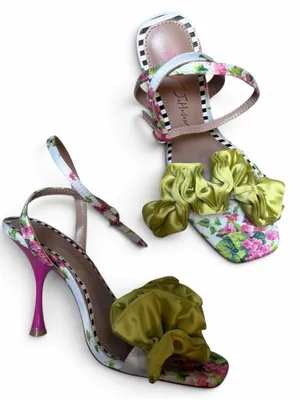 Betsey Johnson Elmira Ruffled Floral Heel Sandals – Size 7.5 thumbnail 1