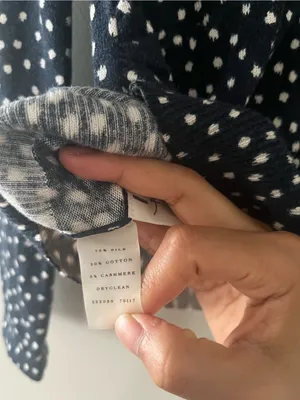 Ann Taylor Silk Cashmere Navy Blue Polka Dot Button Up Cardigan Small Teacher thumbnail 4