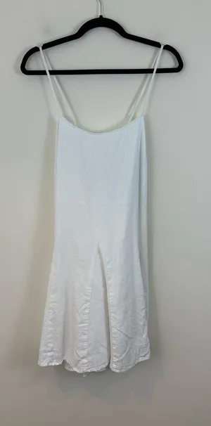 A New Day White Linen Blend A-Line Strappy Mini Dress Size Large Women's thumbnail 1