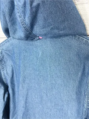 NorthStyle Plaid Lined Zip Front Denim Jacket with Detachable Hood Size Small thumbnail 7