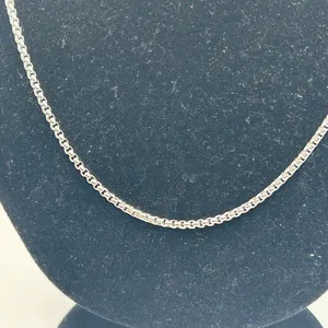 Mens Real Silver Box Chain 22 Inch Plated Stainless Steel Waterproof New thumbnail 2