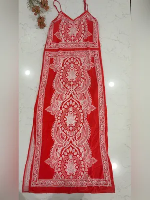 miami Coral Red Printed V-Neck Maxi Dress thumbnail 2