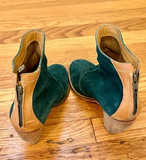 J Shoes Ranch 2 Green Suede Leather Zipper Ankle Boots Booties Women’s Size 7 thumbnail 4