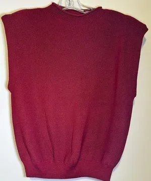 NWT Ellison wine mock neck padded power shoulder top size L thumbnail 1