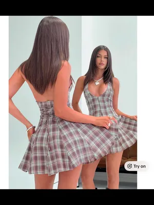 Princess Polly Plaid Halter Mini Dress in Mauve and Sage thumbnail 2