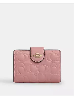 NEW Coach Signature Leather Medium Corner Zip Wallet Pink Petal CZ341 NWT thumbnail 2