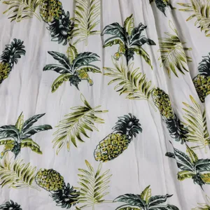 Blue Island Tropical Maxi Dress Sz L Pineapple Palm Print Rayon Tiered Open Back thumbnail 8