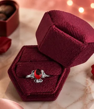 Stainless Steel Silver & Red Goth Style Embellished Ring Size 6 thumbnail 1