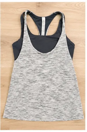 Lululemon Twist & Toil 2-in-1 Athletic Yoga Tank Top Built-in Bra Gray 4 thumbnail 3