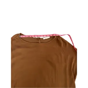 Chestnut brown woven lagenlook quarter sleeve tunic relaxed fit women's medium thumbnail 6