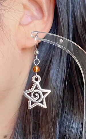 Handmade funky grunge y2k swirl star dangle earrings 🌙🌀 thumbnail 6