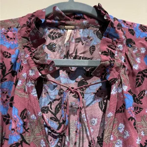 Free People boho style floral tunic size small thumbnail 7