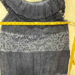 Blue Maxi Dress Large Lace Off Shoulder Boho Cottagecore Romantic Flowy Lace New thumbnail 4