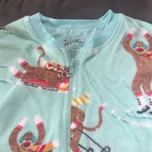 Nick & Nora Adult Teen Unisex Fleece One Piece Sock Monkeys Pajama Size S NWT thumbnail 5