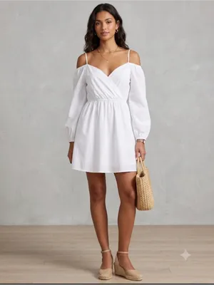 Superdown Leia White Off the Shoulder Long Sleeve Mini Dress Size L thumbnail 5