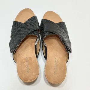Vionic Women’s Leticia Black Leather Lizard Wedge Criss Cross Sandals Size 7 thumbnail 5