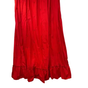 A Pea in the Pod Red Embroidered Maternity Midi Dress Spaghetti Strap‎ Ruffle L thumbnail 5