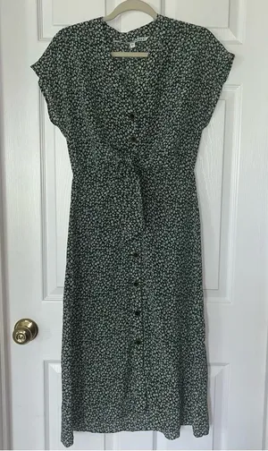 Veronica Beard Floral Giana Dress Green White Floral 100% Silk Size‎ 2 *FLAWED* thumbnail 1