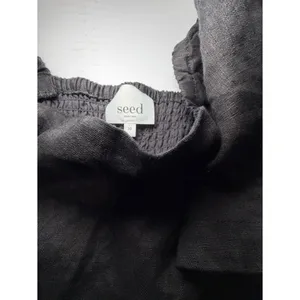 Linen Puff Sleeve Mini Dress Smocked Back Cottagecore Size 10 thumbnail 4