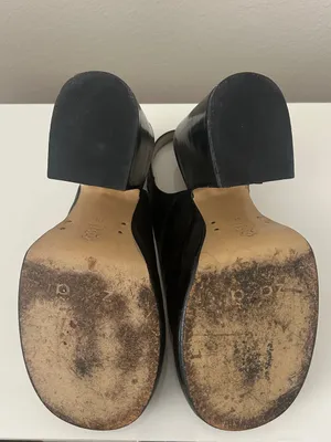 Leather Platform Slingback Block Heels size 38 Black thumbnail 10