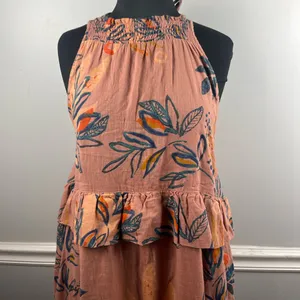 Free People Sz S Anita Printed Maxi Dress Tiered Ruffle Desert Rose thumbnail 3
