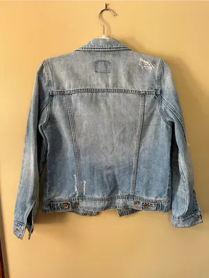 Old Navy Light Blue Distressed Denim Jacket thumbnail 5