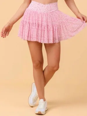 NWT! Blogilates Viral Taylor Swift Popflex Ballerina Skirt Skort Pink Floral Small thumbnail 1