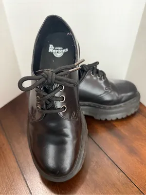 Dr. Martens 1461 Quad Platform Oxford Shoes Black Leather Women US 6 UK 4 EU 37 thumbnail 4