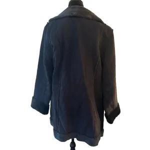 Selene Sport Faux Suede/Fur Coat Boho Hippie Retro Blue Midi Jacket Size Medium thumbnail 2