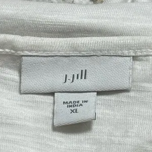 J. Jill White and Tan Embroidered Bohemian Milk‎ Maid Renaissance Blouse XL thumbnail 7