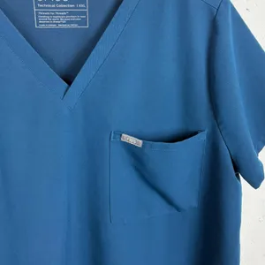 Figs Catarina One-Pocket Scrub Top Blue V-Neck Darted Back Short Sleeve Size XXL thumbnail 8