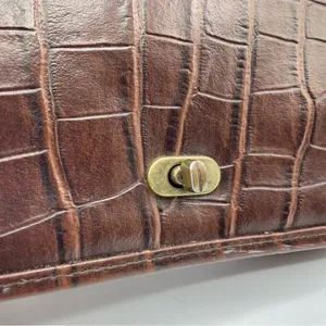Vintage Brown Croc Embossed Faux Leather Maggie Lawrence Satchel Handbag Purse thumbnail 3